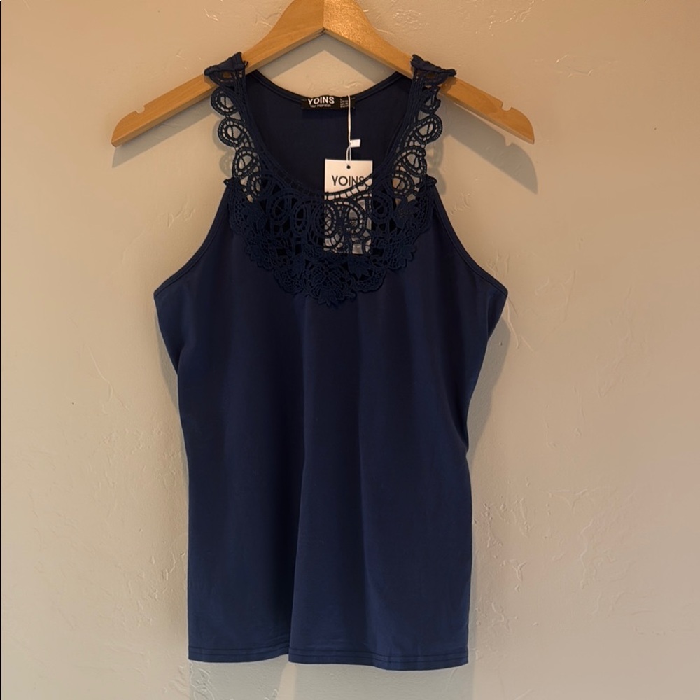 YOINS racer back navy blue tank size L nwt